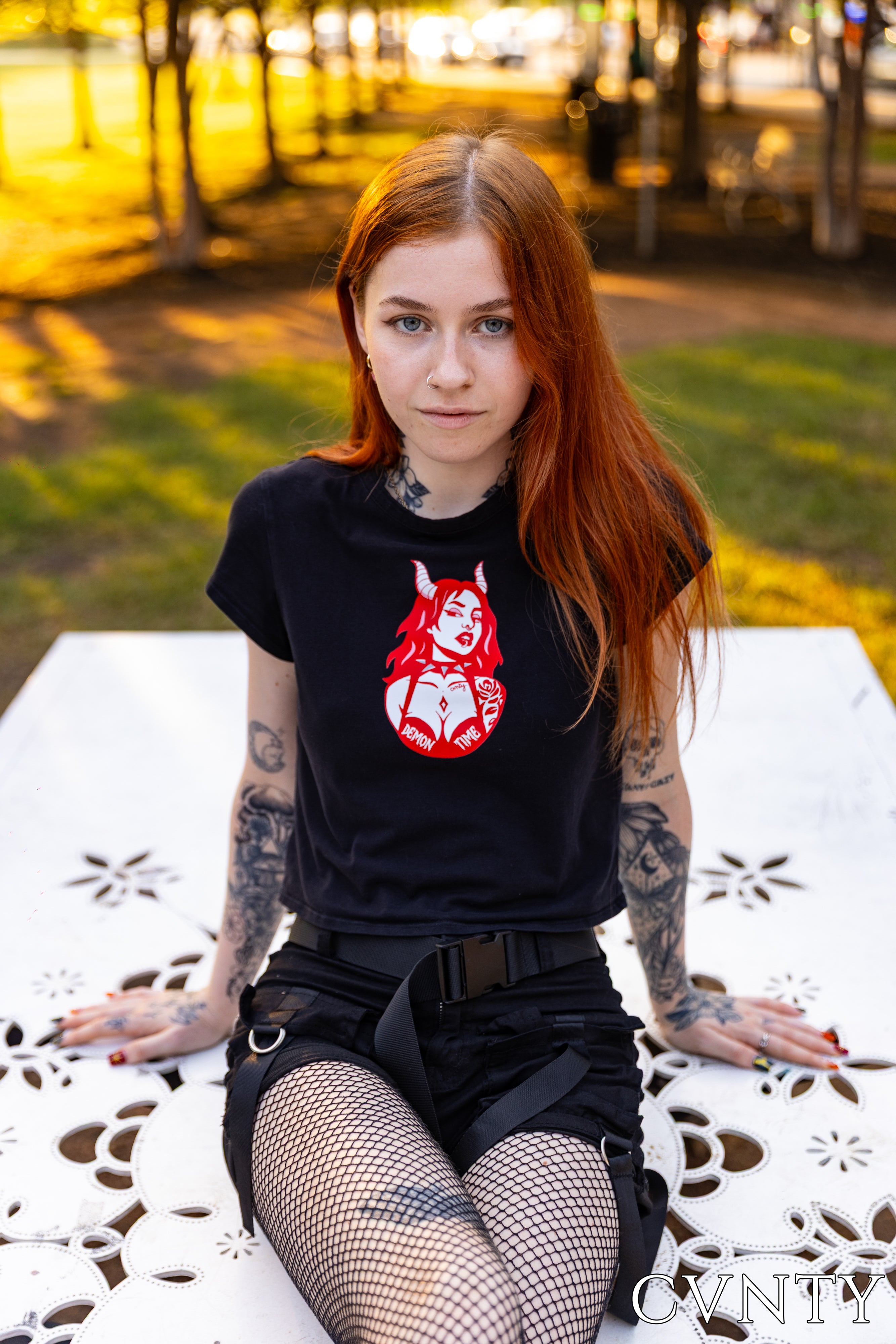 Demon Time Horned Devil Woman Baby Tee